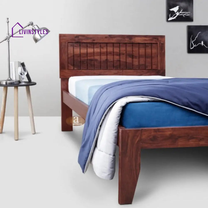 Neeraj Solid Sheesham Wood Handmade Modern Single bed (Honey)