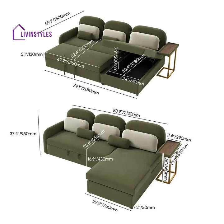Neeti Fabric Sofa Come Bed for Living Room