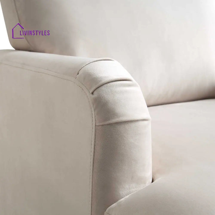 Brigette Beige Velvet Armchair with Antique Brass Castor Legs Armchairs