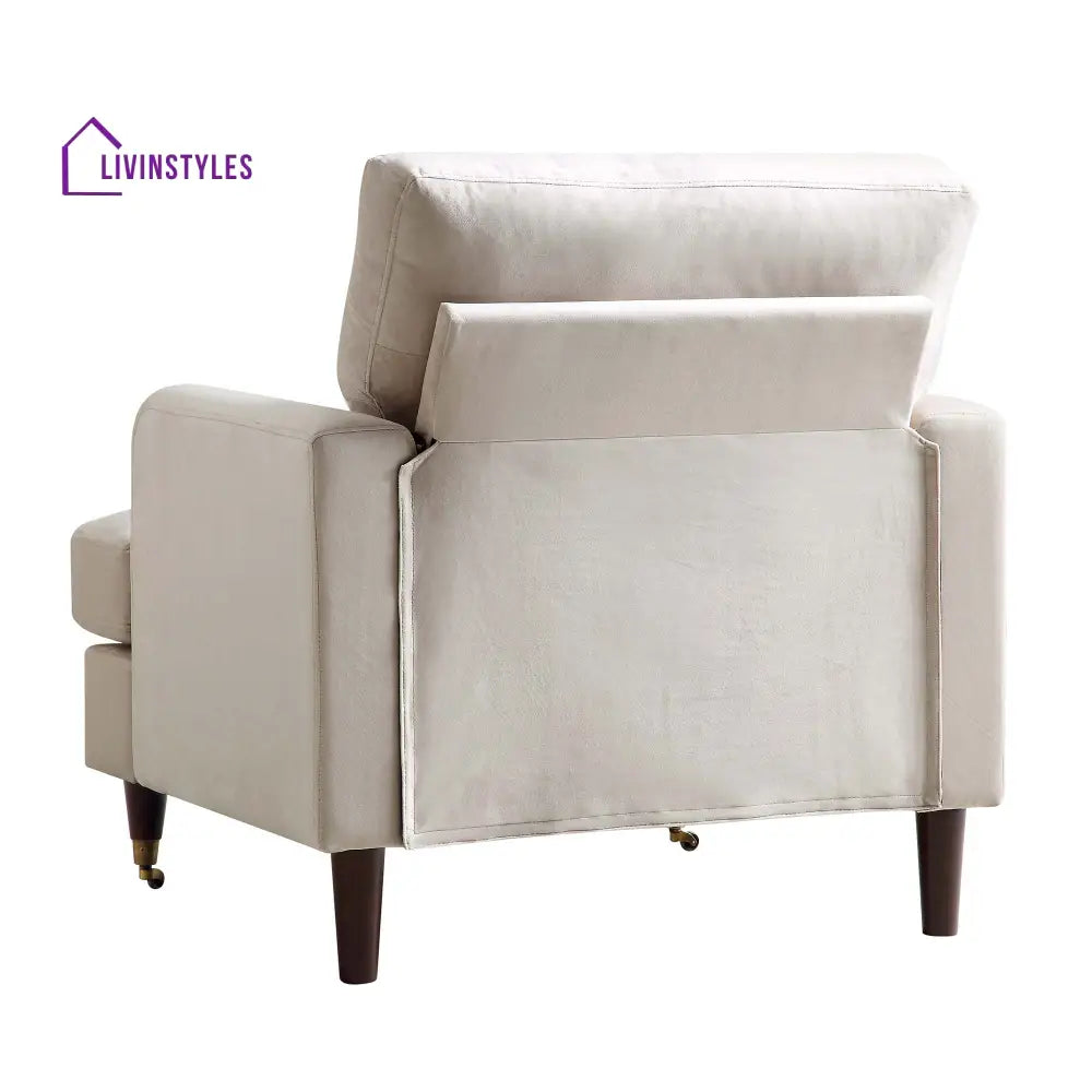 Brigette Beige Velvet Armchair with Antique Brass Castor Legs Armchairs