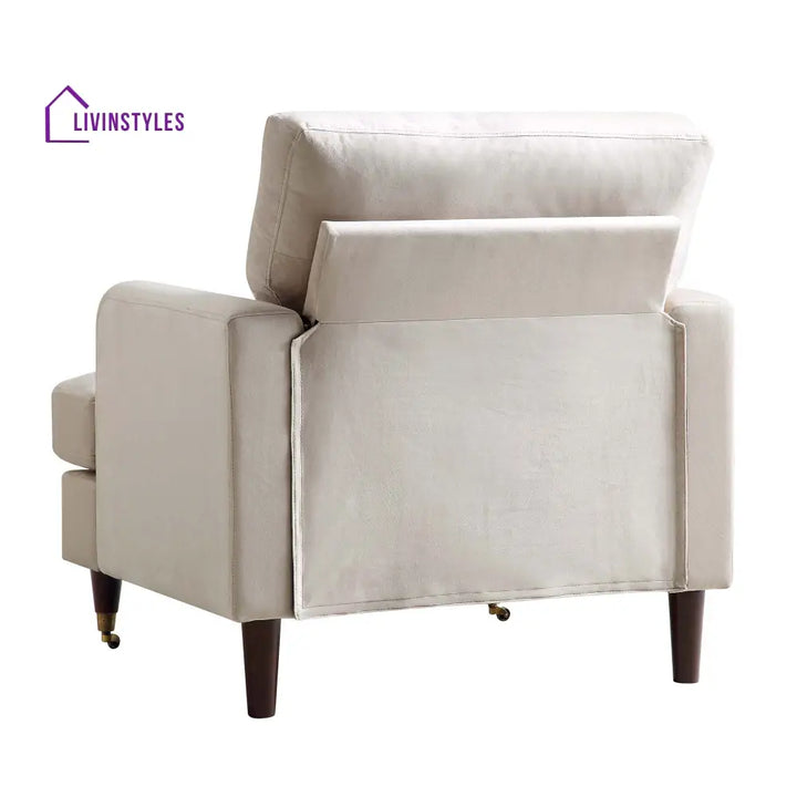 Brigette Beige Velvet Armchair with Antique Brass Castor Legs Armchairs