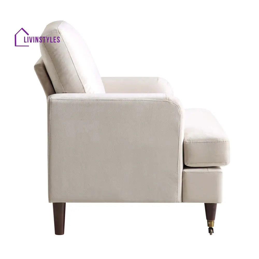 Brigette Beige Velvet Armchair with Antique Brass Castor Legs Armchairs