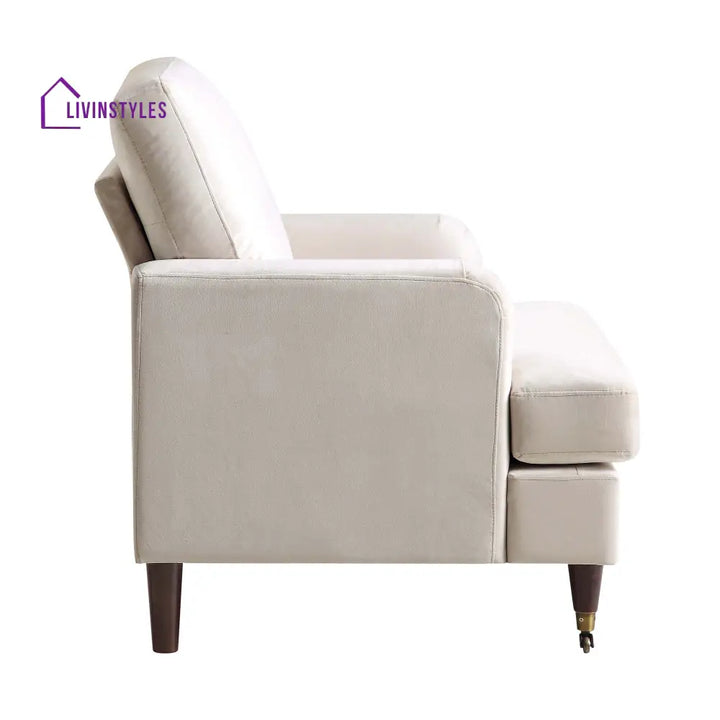 Brigette Beige Velvet Armchair with Antique Brass Castor Legs Armchairs