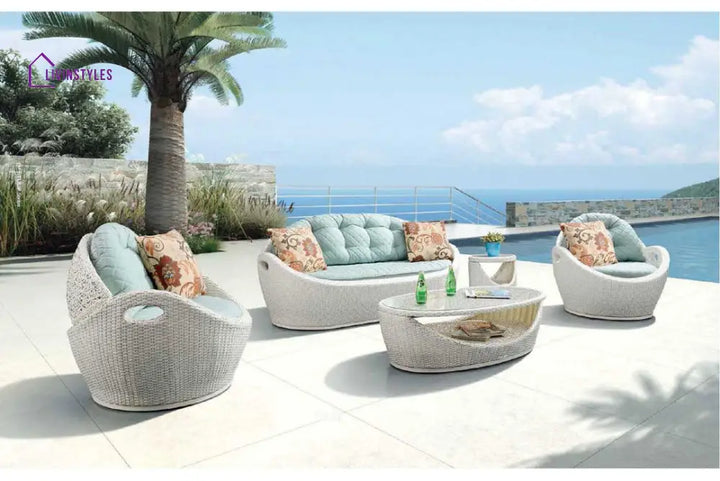 Neha Outdoor Sofa Set 3 Seater 2 Single Seater And 1 Center Table (Off White)