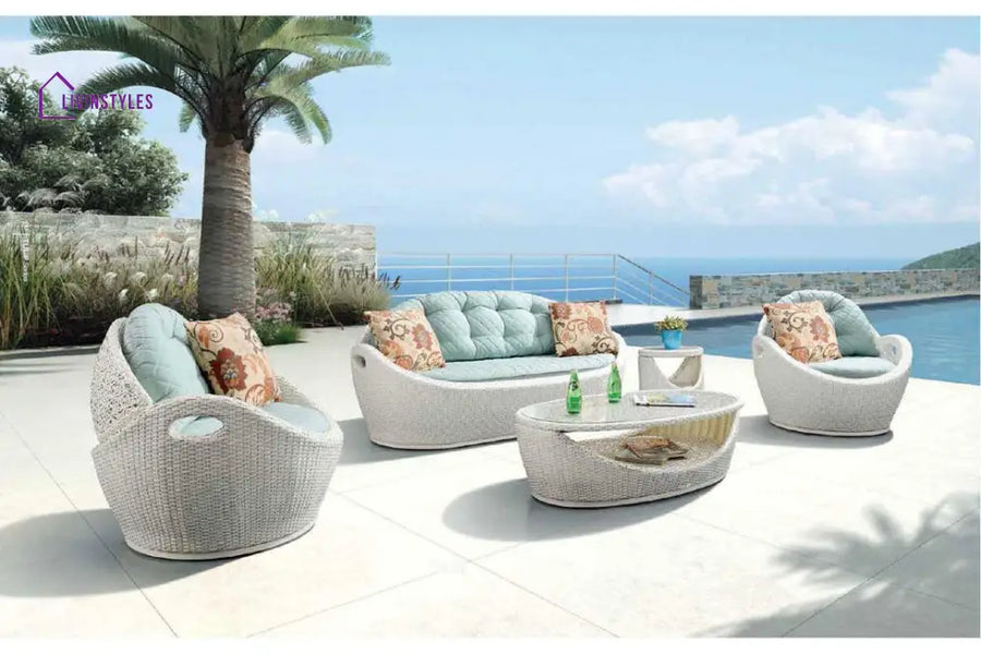 Neha Outdoor Sofa Set 3 Seater 2 Single Seater And 1 Center Table (Off White)
