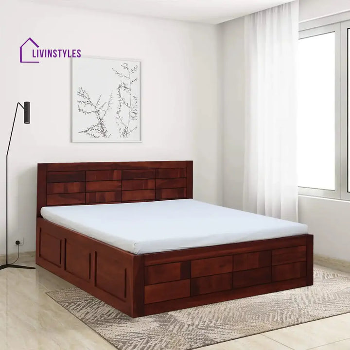 Ultra Solid Wood Storage Beds Queen / Honey Bedroom Furniture Sets