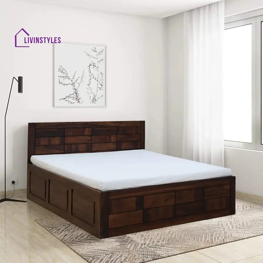 Ultra Solid Wood Storage Beds Queen / Teak Bedroom Furniture Sets