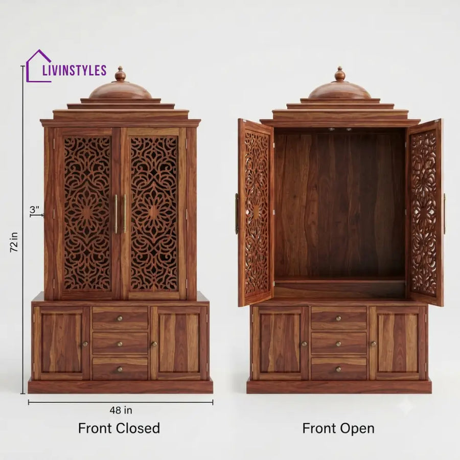 Nehal Premium Solid Wood Home Temple | Pooja Mandir for Home