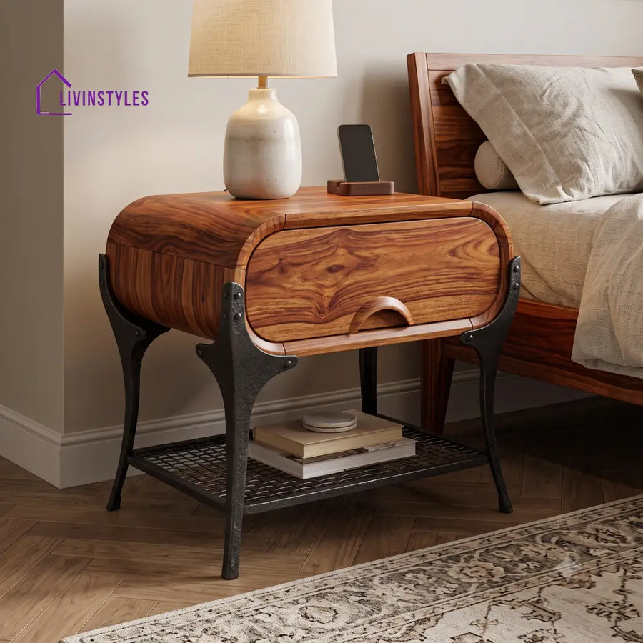 Nekesa Premium Wooden Bedside Table | Side Table for Bedroom