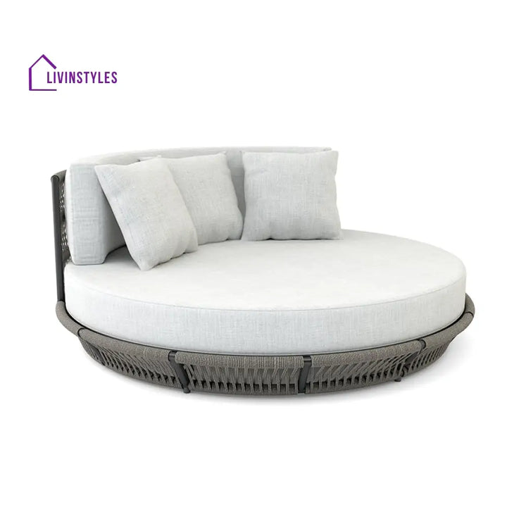 Nemi Outdoor Poolside Sunbed With Cushion Daybed (Grey) Braided & Rope - Sunbed
