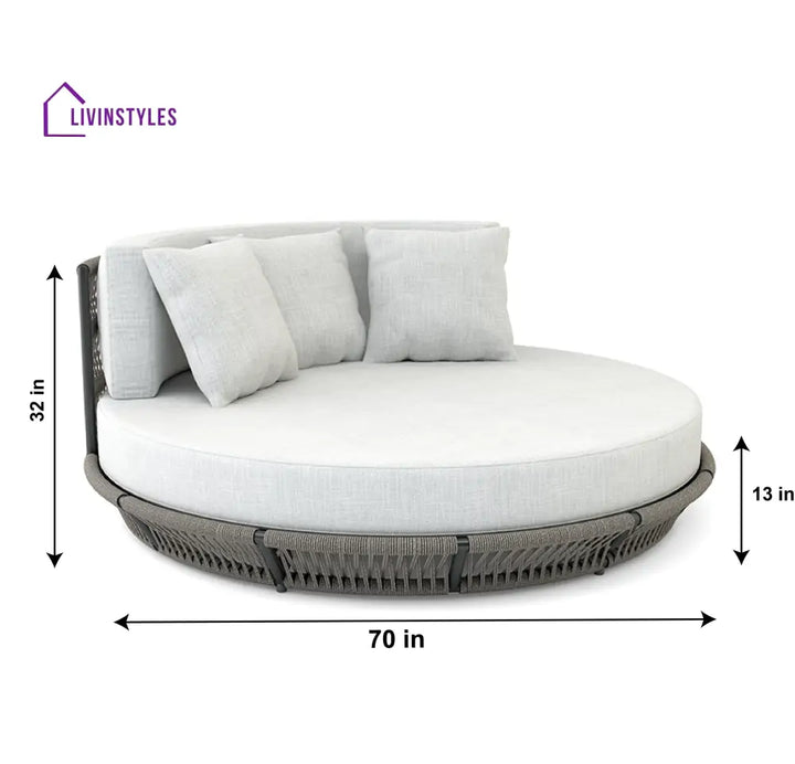 Nemi Outdoor Poolside Sunbed With Cushion Daybed (Grey) Braided & Rope - Sunbed
