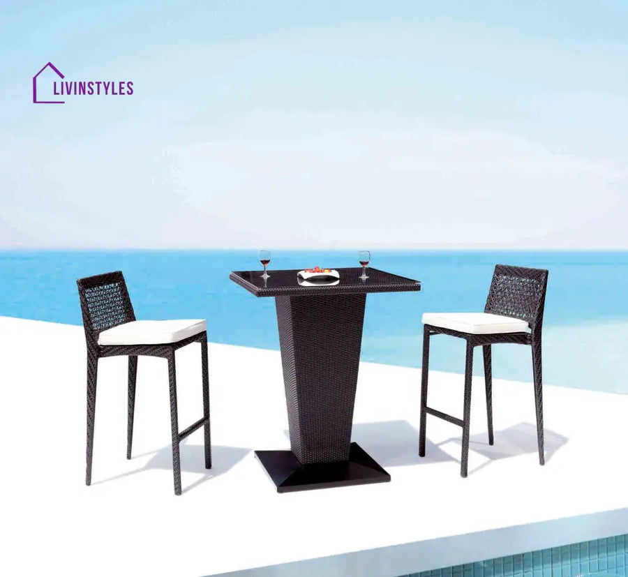 Neri Outdoor Patio Bar Set 2 Chairs and 1 Table Set Black - Black + White - Bar Sets