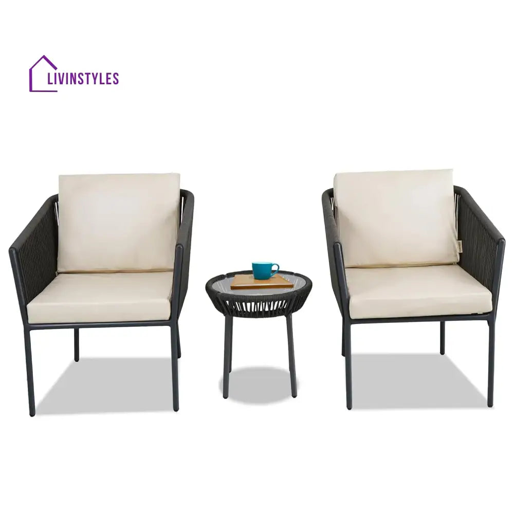 Nerida Outdoor Rope Patio Set with Glass Top Table - Patio Set