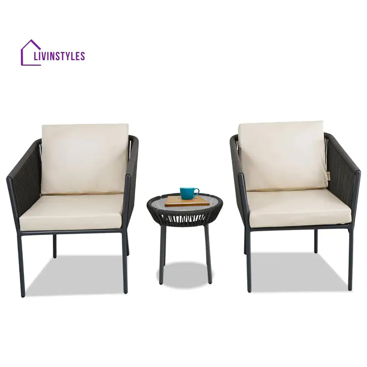 Nerida Outdoor Rope Patio Set with Glass Top Table - Patio Set