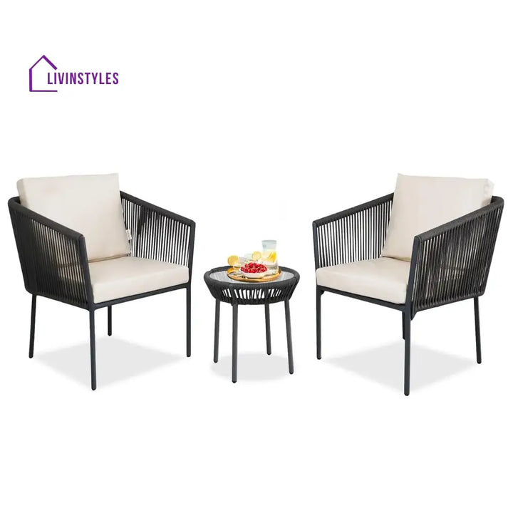 Nerida Outdoor Rope Patio Set with Glass Top Table - Patio Set
