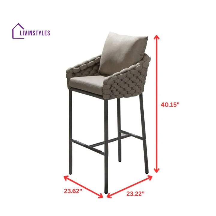 Nero Outdoor Patio Bar Chair 4 Chairs For Balcony Braided & Rope - Bar Sets