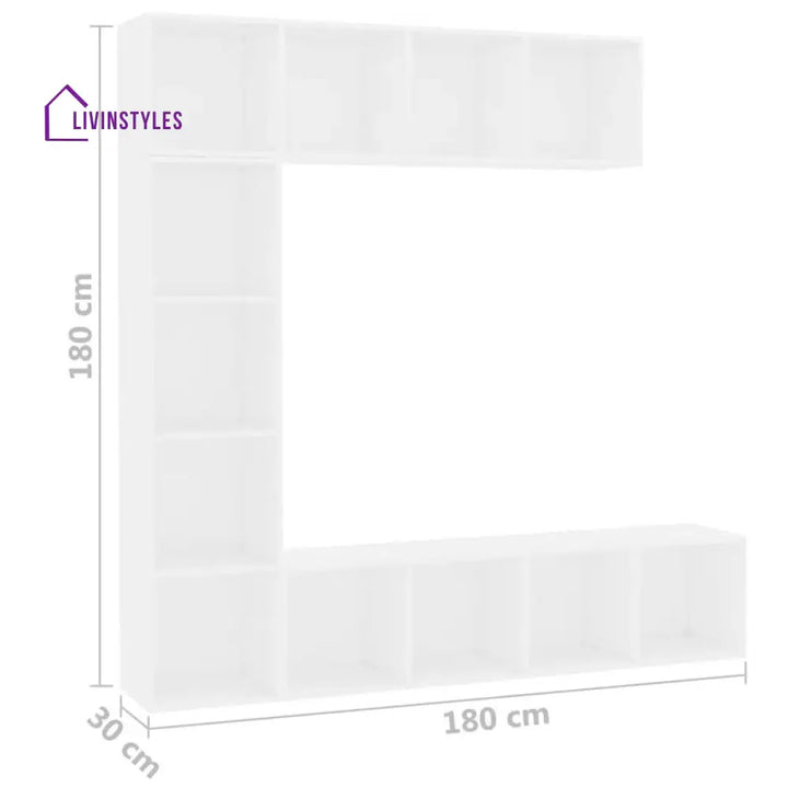 Nerys White Finish Tv Unit Stand for Living Room