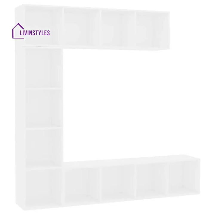 Nerys White Finish Tv Unit Stand for Living Room