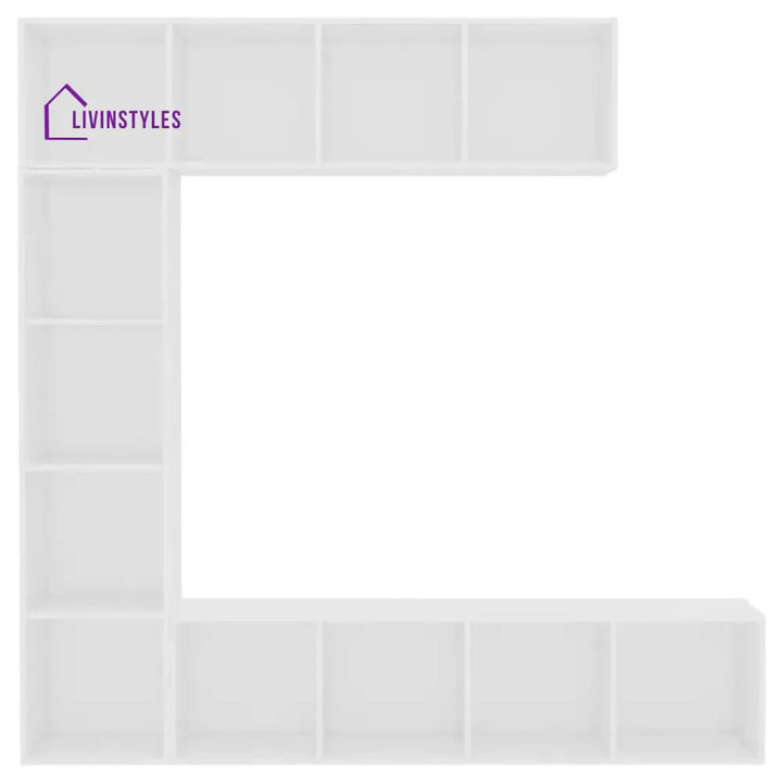 Nerys White Finish Tv Unit Stand for Living Room