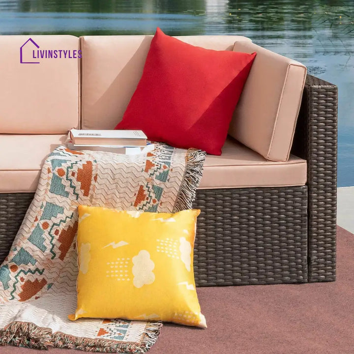 Nes Outdoor Sofa Set 5 Seater and 1 Center Table Set (Dark Brown) - Sofa Sets