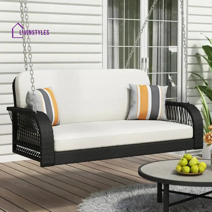 Nesta Double Seater Hanging Swing Without Stand For Balcony Garden Swing - Black - Swings