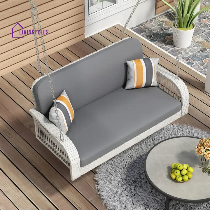 Nesta Double Seater Hanging Swing Without Stand For Balcony Garden Swing - White - Swings