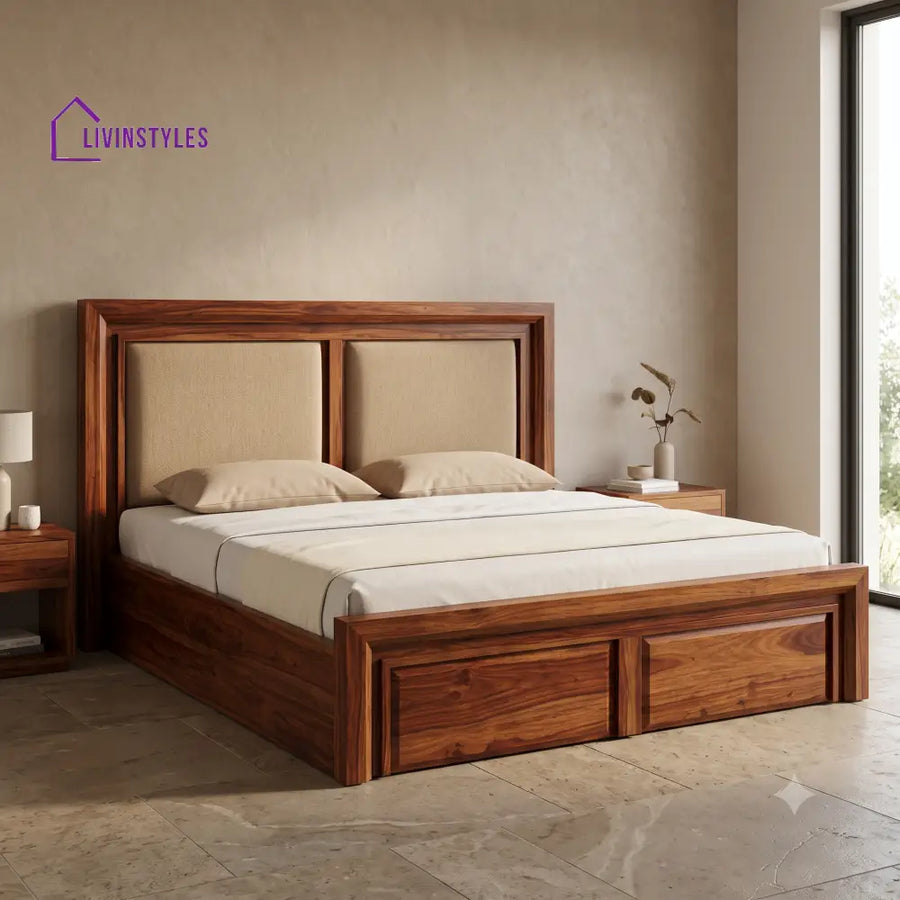 Nethra Wooden Bed | Solid Wood Double Bed | Wooden King size bed & Wooden Queen size bed