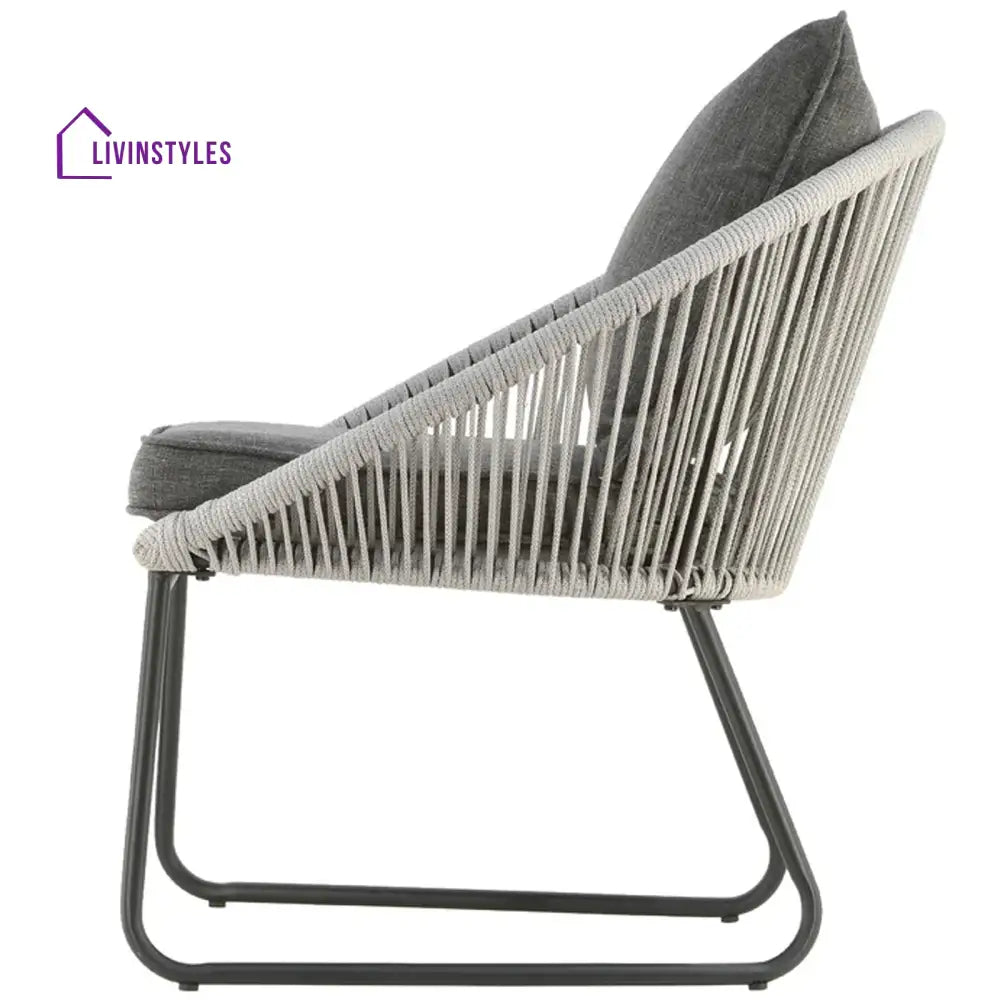 Neva Outdoor Patio Seating Set 2 Chairs and 1 Table Set (Grey) Braided & Rope - Coffee Table Sets
