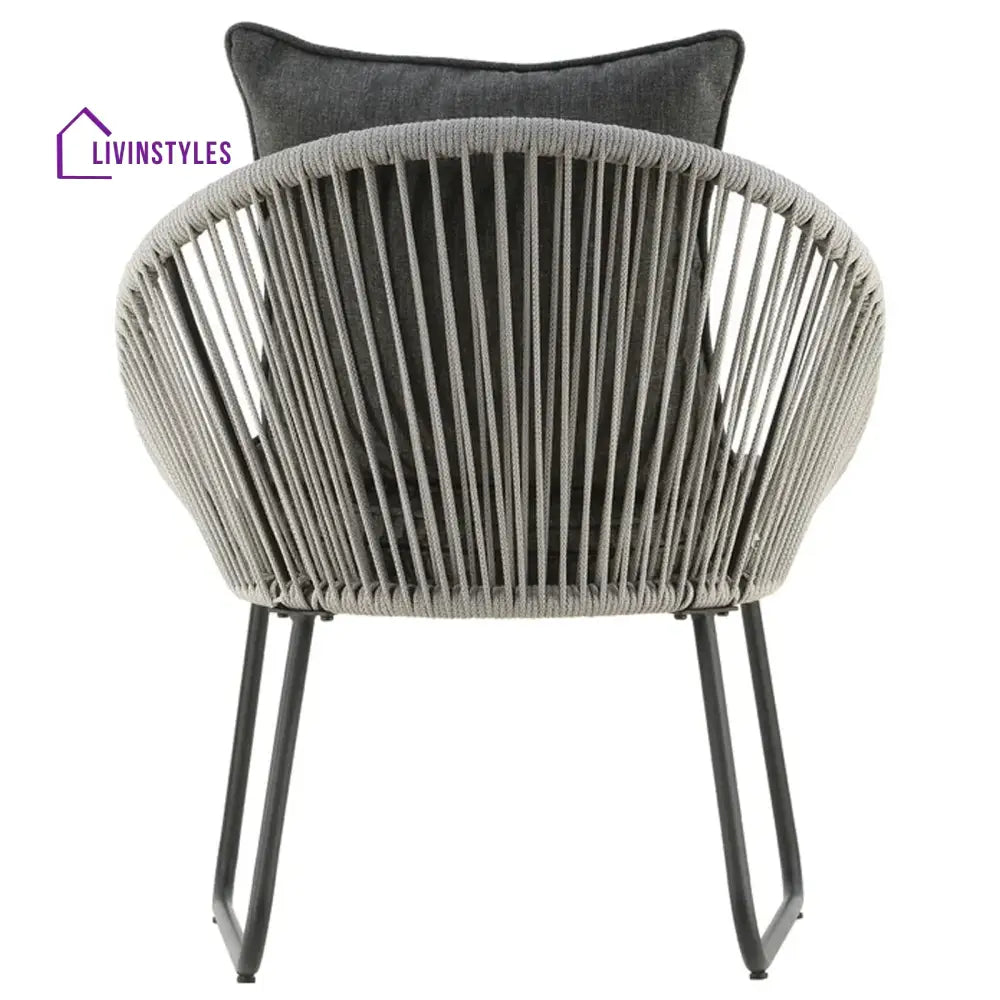 Neva Outdoor Patio Seating Set 2 Chairs and 1 Table Set (Grey) Braided & Rope - Coffee Table Sets