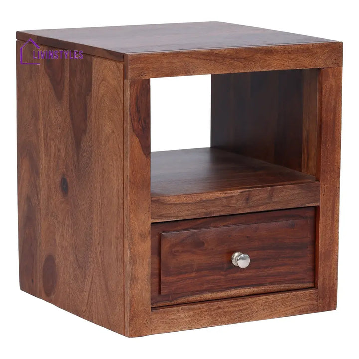 Ngon Sheesham Bedside Table with Single Drawer