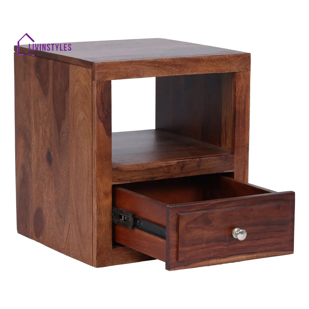 Ngon Sheesham Bedside Table with Single Drawer