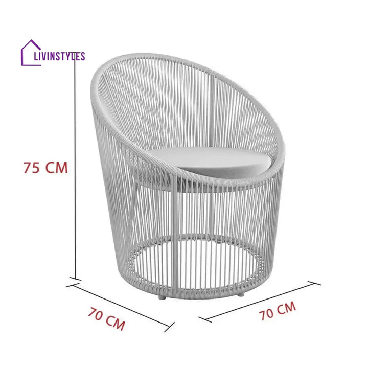 Nibo Outdoor Patio Seating Single Chair (White) - Coffee Table Sets