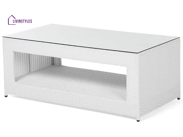Nicholas Outdoor Sofa Set 3 Seater 2 Single seater With Ottoman and 1 Center Table Set (White) - Sofa Sets
