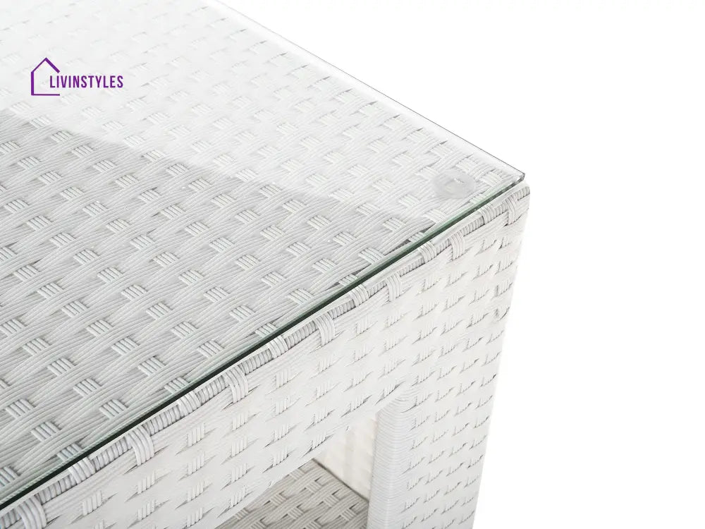 Nicholas Outdoor Sofa Set 3 Seater 2 Single seater With Ottoman and 1 Center Table Set (White) - Sofa Sets