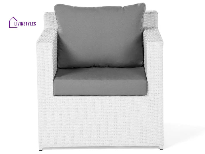 Nicobar Outdoor Sofa Set 3 Seater | 2 Single Seater With Ottoman And 1 Center Table (White) Sets