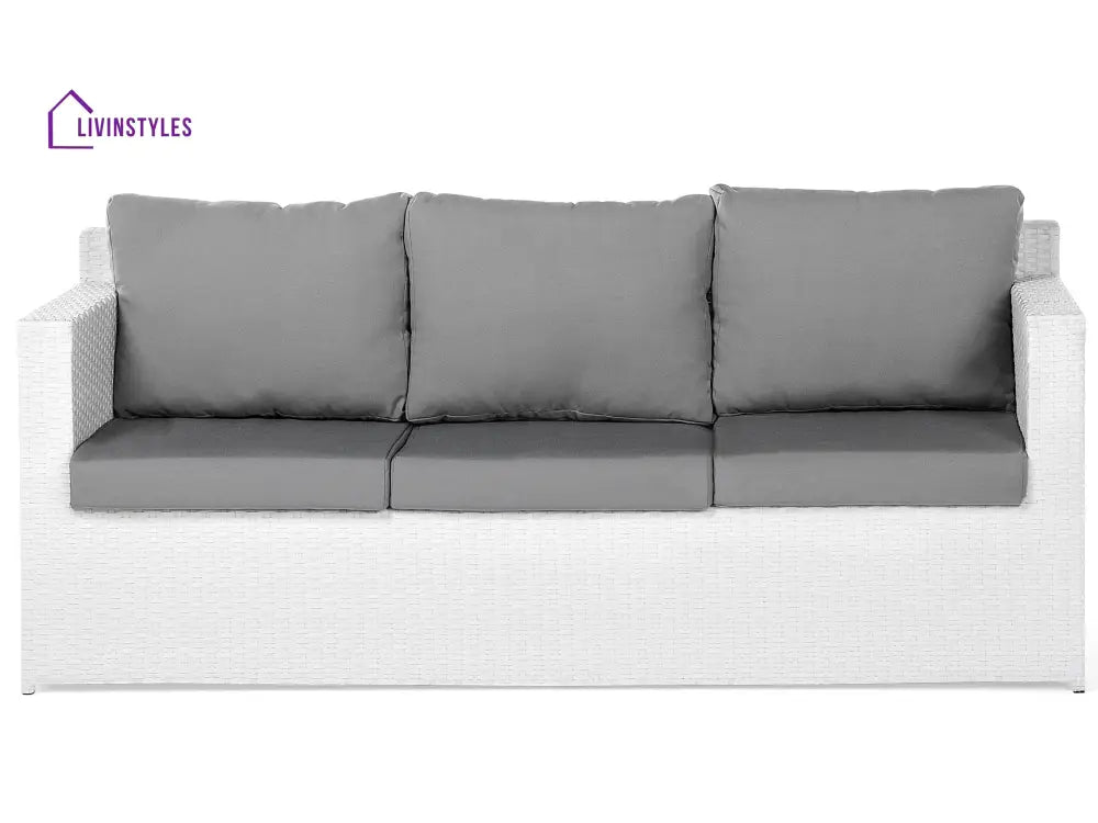 Nicobar Outdoor Sofa Set 3 Seater | 2 Single Seater With Ottoman And 1 Center Table (White) Sets