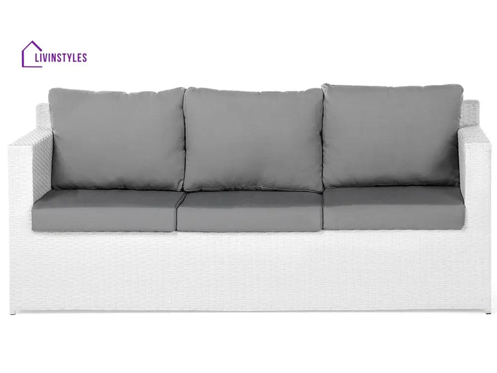 Nicobar Outdoor Sofa Set 3 Seater | 2 Single Seater With Ottoman And 1 Center Table (White) Sets