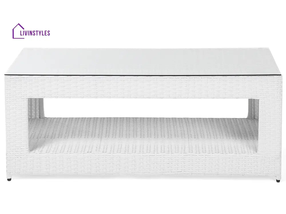 Nicobar Outdoor Sofa Set 3 Seater | 2 Single Seater With Ottoman And 1 Center Table (White) Sets