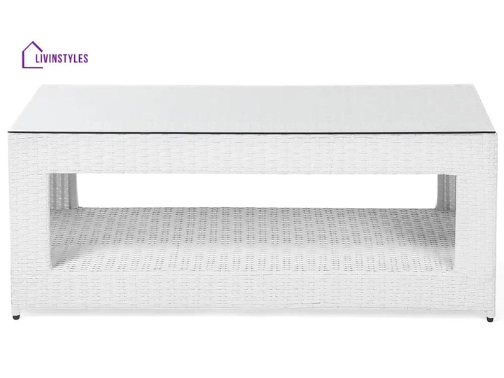 Nicobar Outdoor Sofa Set 3 Seater | 2 Single Seater With Ottoman And 1 Center Table (White) Sets