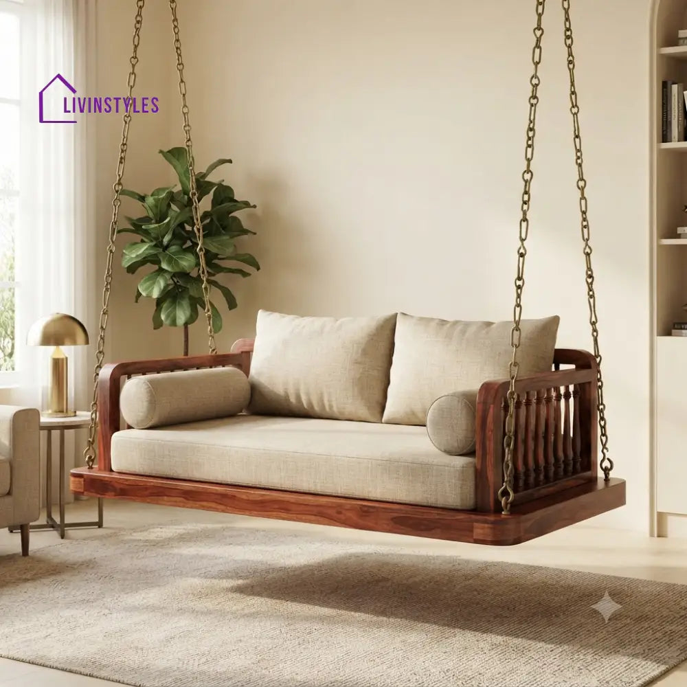 Nicolas 2 Seater Wooden Swing for Home | Wooden Jhula for home