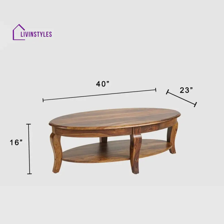 Nicolas Sheesham Wood Oval Coffee Table