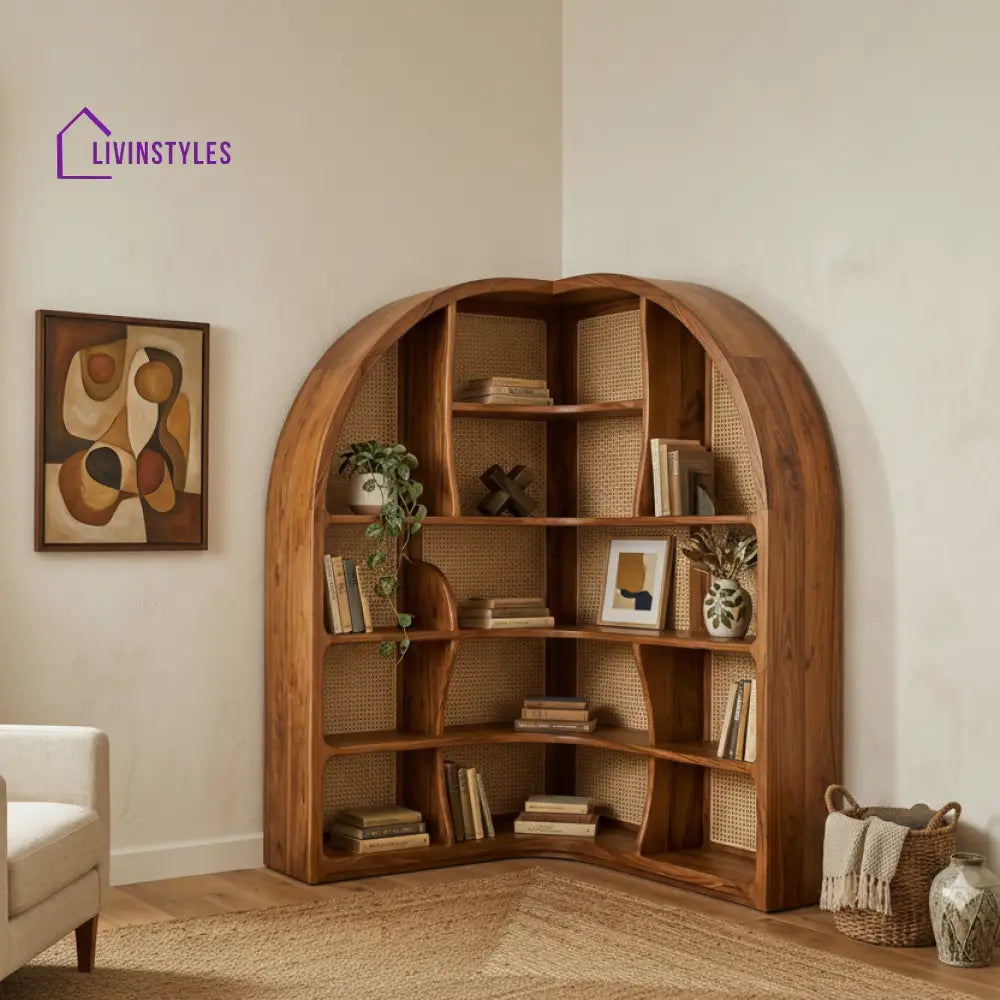 Nicole Sheesham Wood Ladder Book Shelf (Honey Finish)