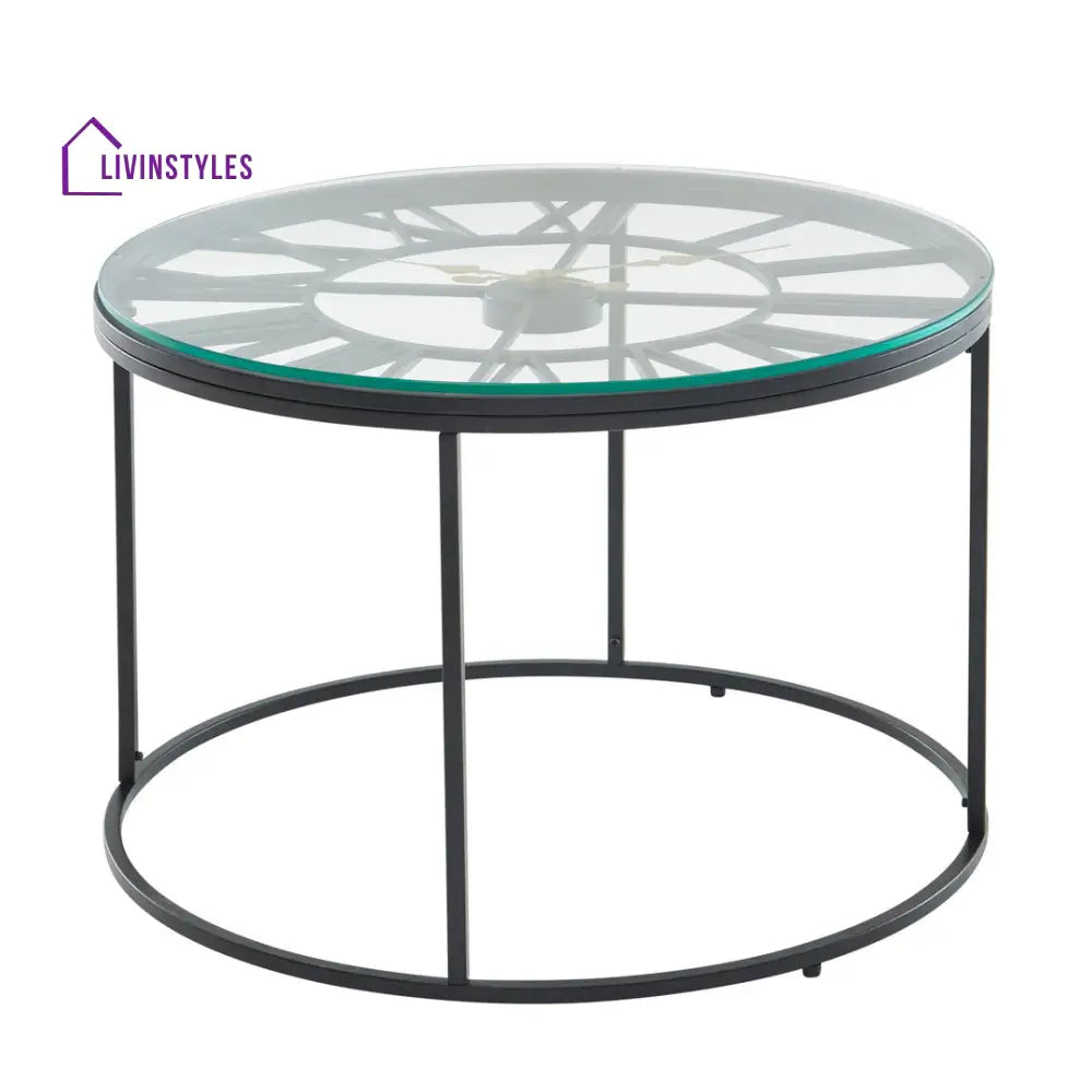 Nidhi Clock Coffee Table For Living Room - Black