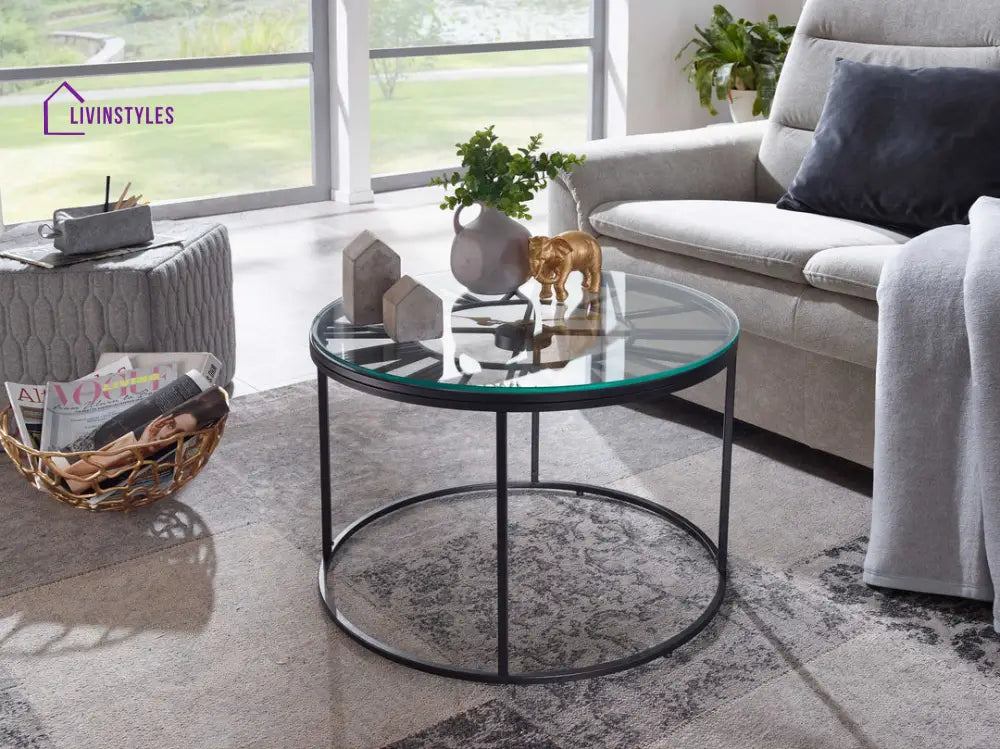 Nidhi Clock Coffee Table For Living Room - Black
