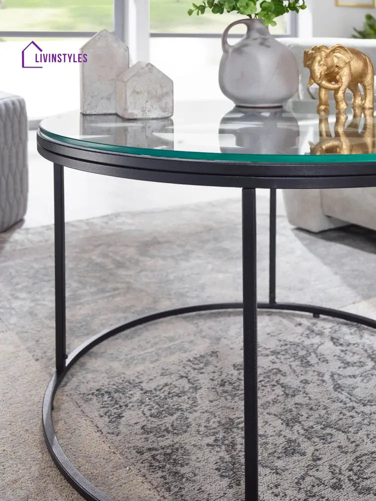 Nidhi Clock Coffee Table For Living Room - Black
