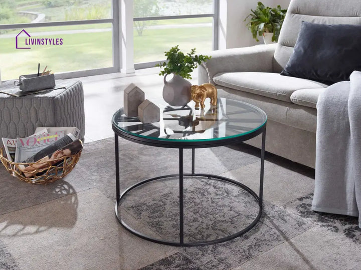 Nidhi Clock Coffee Table For Living Room - Black