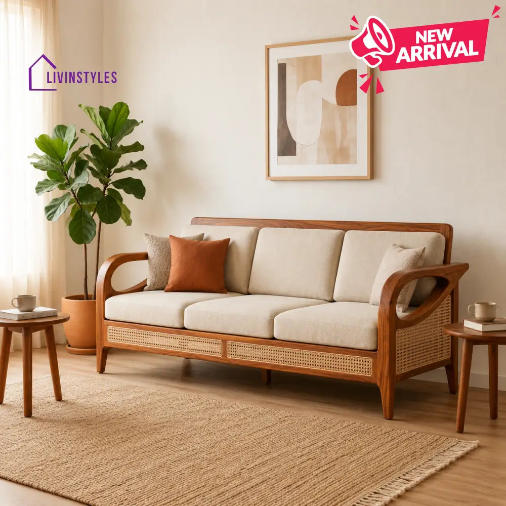 Nidhi Sheesham Wood and Cane Sofa for Living Room