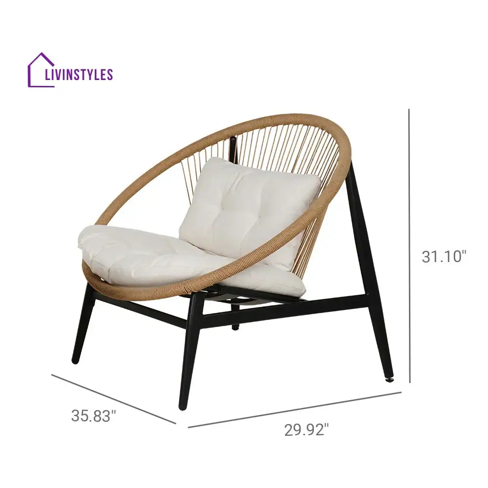 Nieve Outdoor Patio Seating Set 2 Chairs and 1 Table Set (Honey) Braided & Rope - Coffee Table Sets