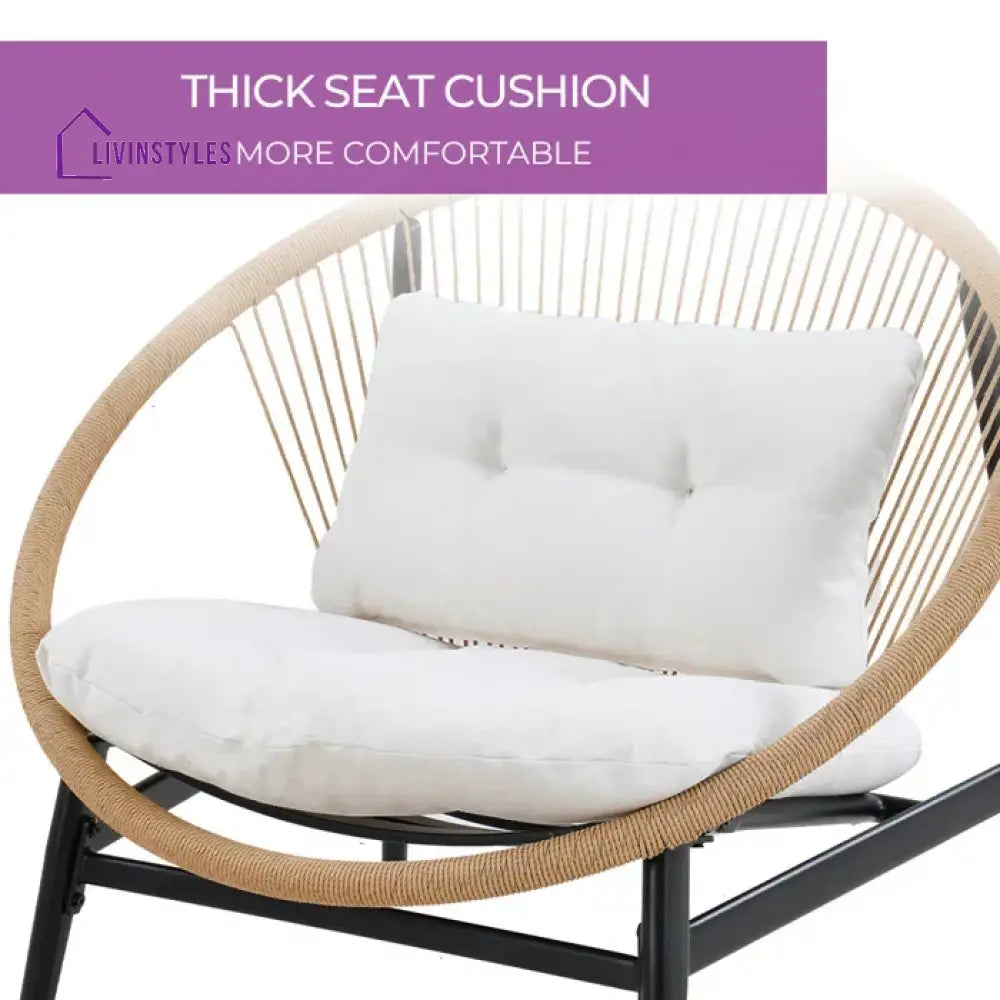 Nieve Outdoor Patio Seating Set 2 Chairs and 1 Table Set (Honey) Braided & Rope - Coffee Table Sets