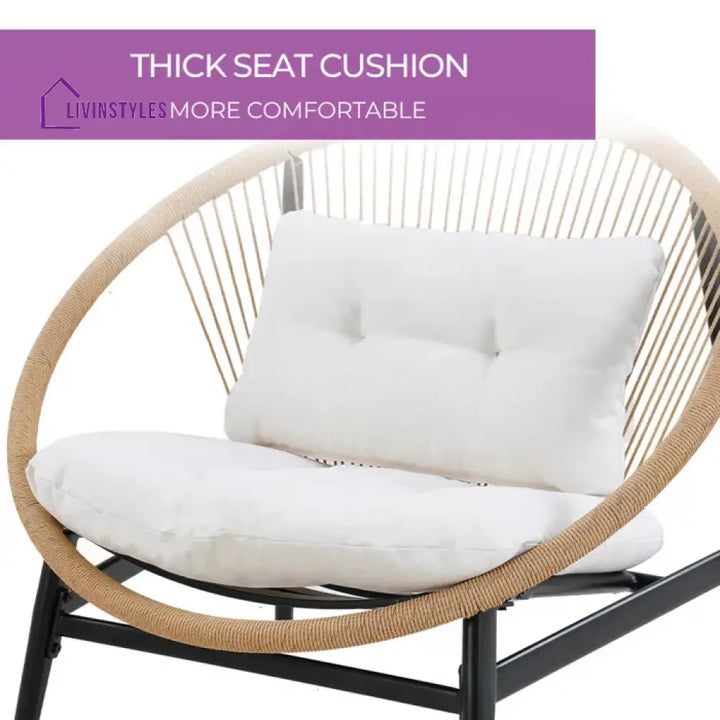Nieve Outdoor Patio Seating Set 2 Chairs and 1 Table Set (Honey) Braided & Rope - Coffee Table Sets